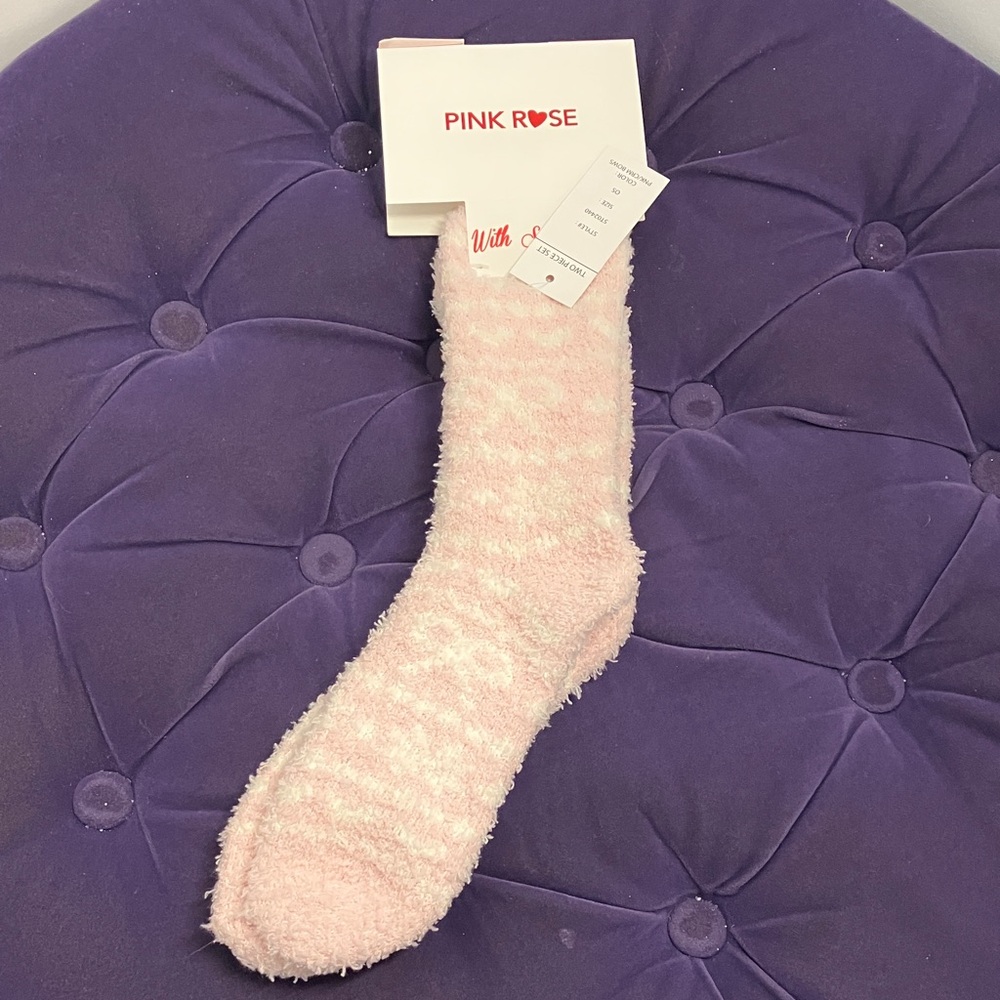 Pink Rose Soft Pink and White Socks
